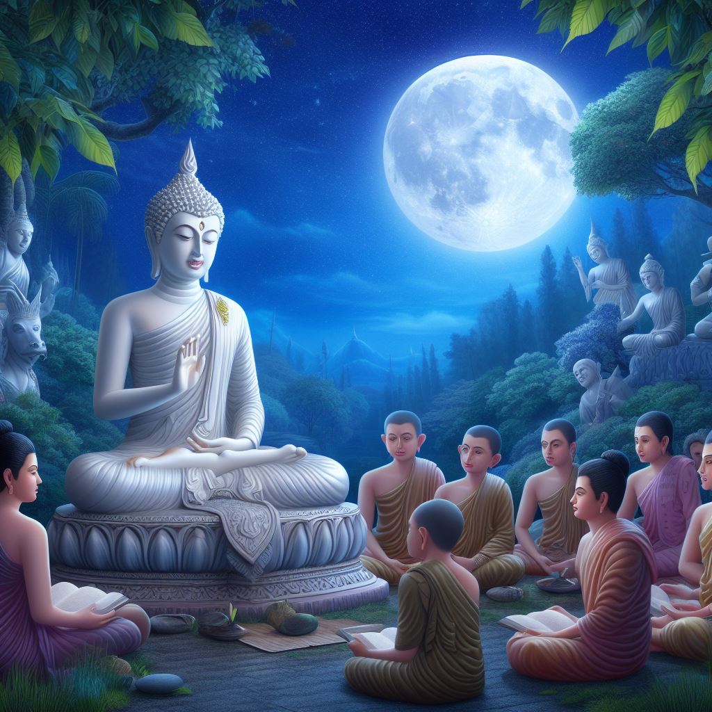 Buddha unterrichtet bei Vollmond