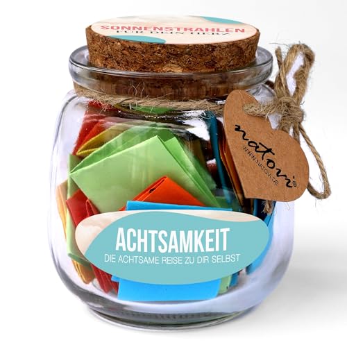 NATOVI® 52 Achtsamkeitskarten im Glas - Achtsamkeit Geschenk für Frauen | Achtsamkeitsglas zu Weihnachten · Geschenke für Frauen die alles haben · Entspannung Geschenk für Frauen, Freundin